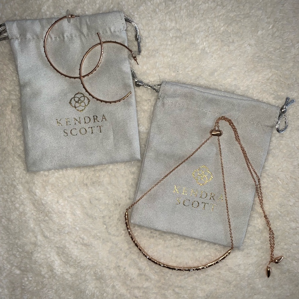 Kendra Scott hoop earrings and necklace